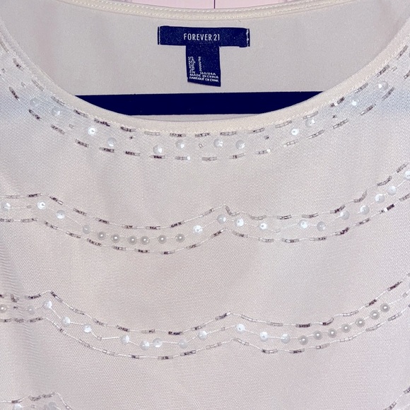 Forever 21 Cream Beaded, Sequin, Pearl Tank Top Blouse! Size small. Night out - Picture 2 of 3